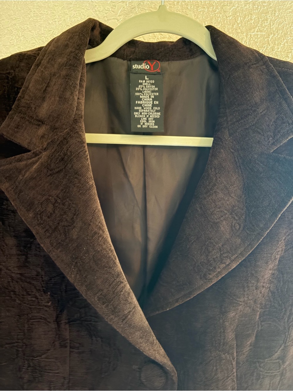 Studio Y Dark Brown Corduroy Blazer Jacket - Women's